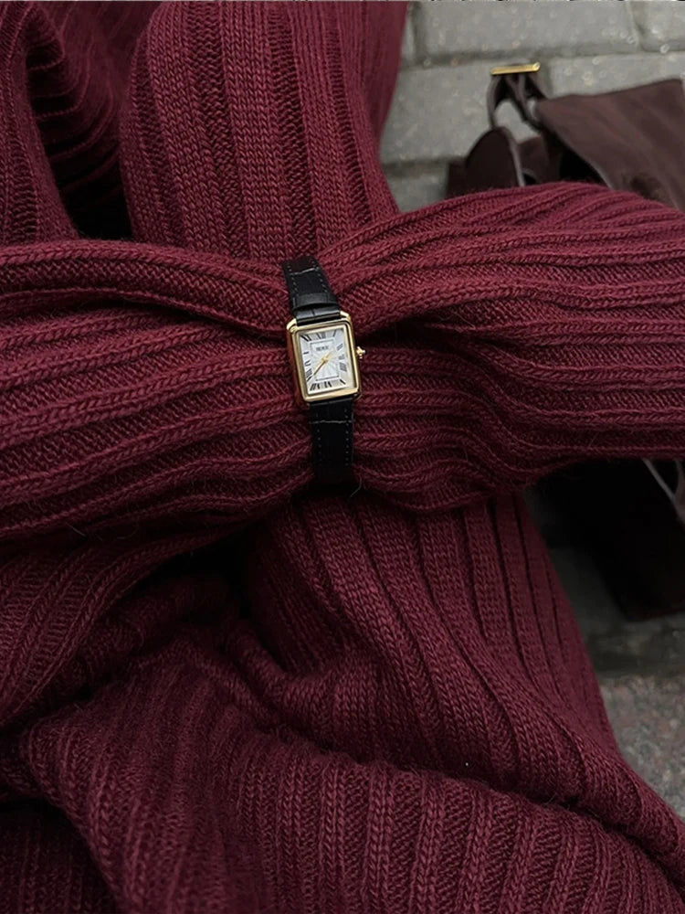 Chic Burgundy Pants & Sweater Set