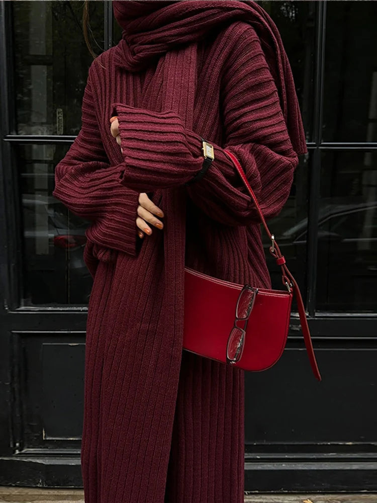 Chic Burgundy Pants & Sweater Set
